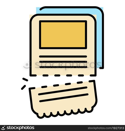 Museum ticket icon. Outline museum ticket vector icon color flat isolated. Museum ticket icon color outline vector