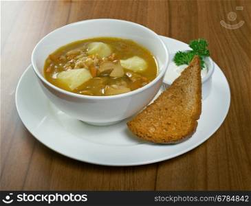 Mushroom soup with pearl barley