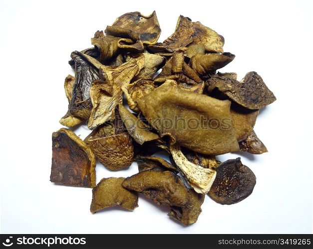 Mushrooms are dried