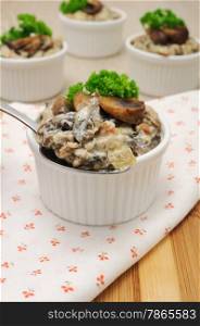 Mushrooms baked in a creamy sauce