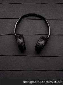 music arrangement with black headphones cables