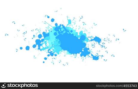 Music concept. Background image with colorful splashes and music signs