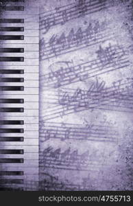 Music concept. Conceptual image of music theme with keys and notes