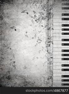 Music concept. Conceptual image of music theme with keys and notes