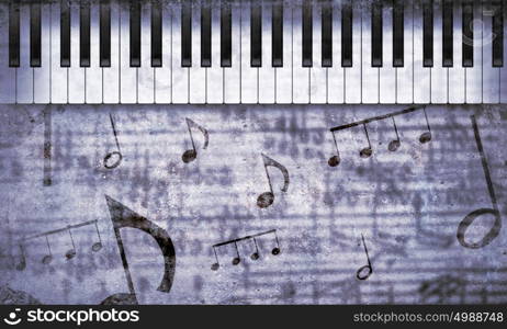 Music concept. Conceptual image of music theme with keys and notes