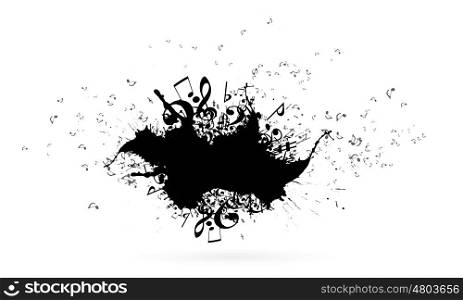 Music concept. Conceptual image with black music signs on white backdrop