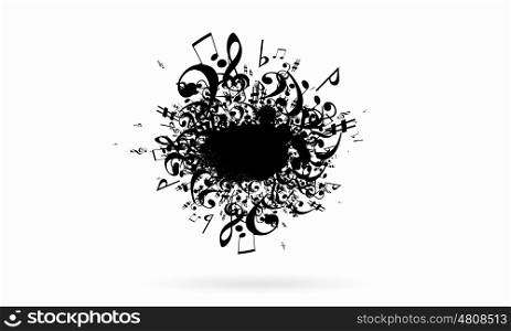 Music concept. Conceptual image with black music signs on white backdrop