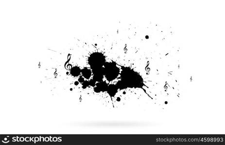 Music concept. Conceptual image with black splashes and music clef
