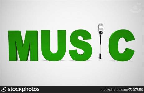 Music concept icon means singing or lyrics or digital multimedia. Listening or streaming online tunes - 3d illustration