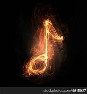 Music conceptual image. Music light glowing symbol on dark background