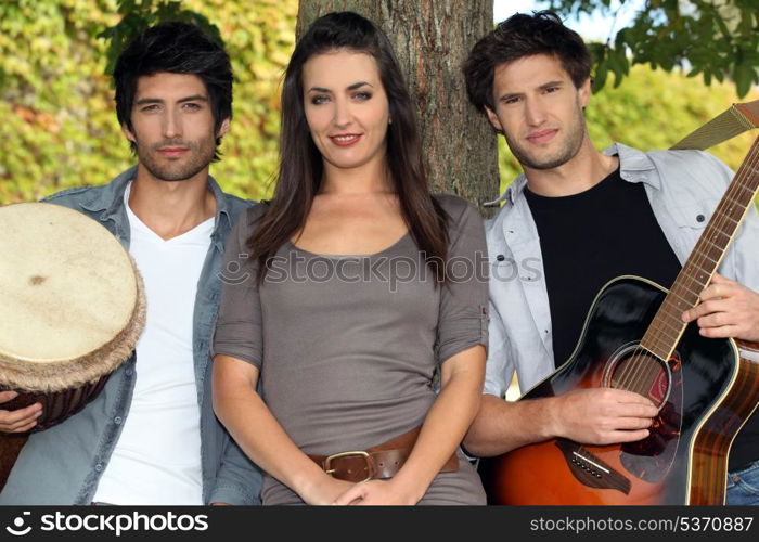 Music group in park