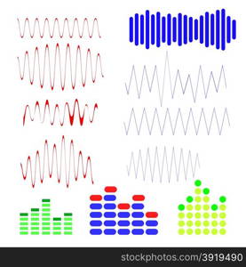 Music Icons. Set of Music Sound Wave Icons Isolated on White Background