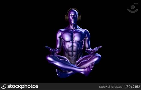 Music is Life and Religion with Man Wearing Headphones