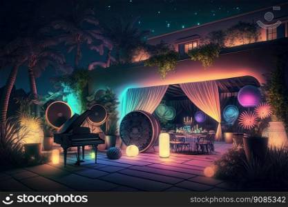 Music night party background. Illustration AI Generative. Music night party background. Illustration Generative AI