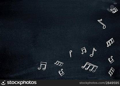 Music notes on blackboard