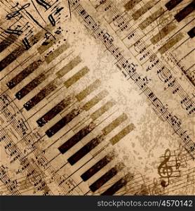 music notes on old paper sheet background