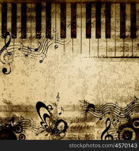 music notes on old paper sheet background