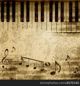 music notes on old paper sheet background