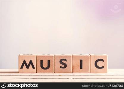 Music sign created with cubes on a wooden table