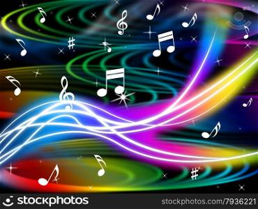 Music Swirls Background Showing Flourescent Musical And Tune&#xA;
