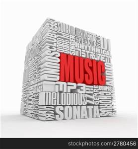 Music. The concept of the words on white isolated background. 3d