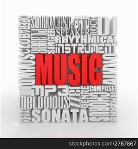 Music. The concept of the words on white isolated background. 3d