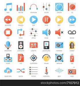music user interface flat icon, isolated on white background