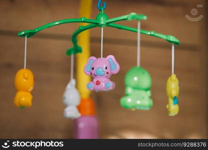 Musical baby crib toy with animals