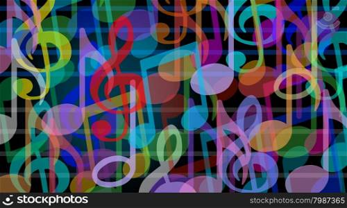 Musical background and music arts symbol as a group of melody notes combined together in an audio harmony concept.