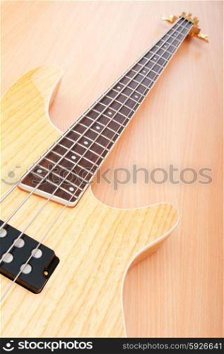 Musical concept with wooden guitar