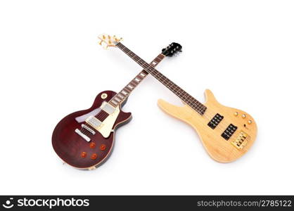 Musical guitar isolated on the white background