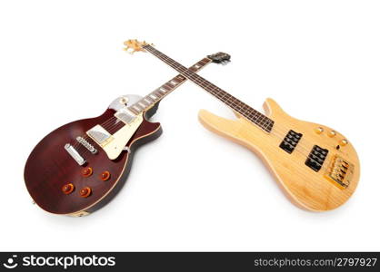 Musical guitar isolated on the white background