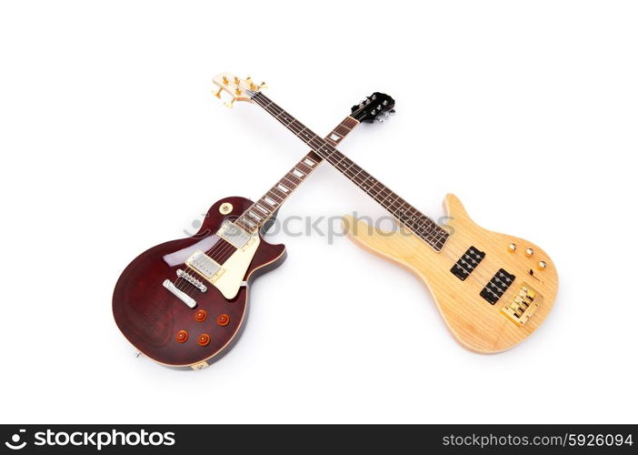 Musical guitar isolated on the white background