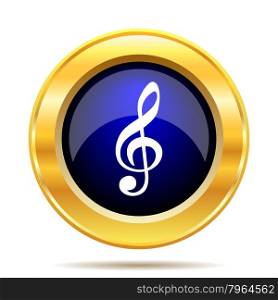 Musical note icon. Internet button on white background.