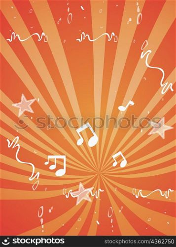 Musical notes on a colored background