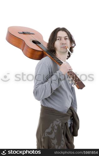 musician with a acoustic guitar, isolated