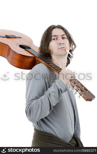 musician with a acoustic guitar, isolated