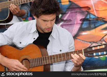 Musician with guitar
