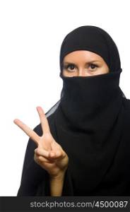 Muslim woman isolated on the white