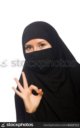 Muslim woman isolated on the white