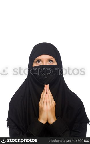 Muslim woman isolated on the white