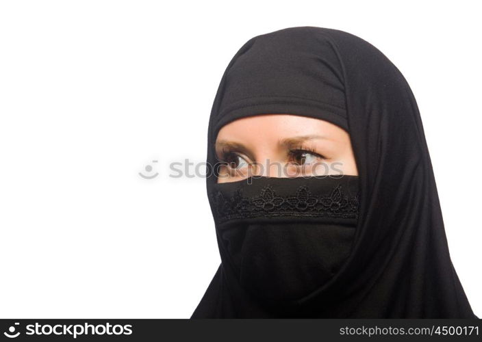 Muslim woman isolated on the white