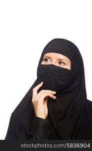 Muslim woman isolated on the white