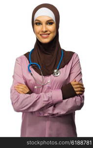 Muslim woman medical doctor isolated