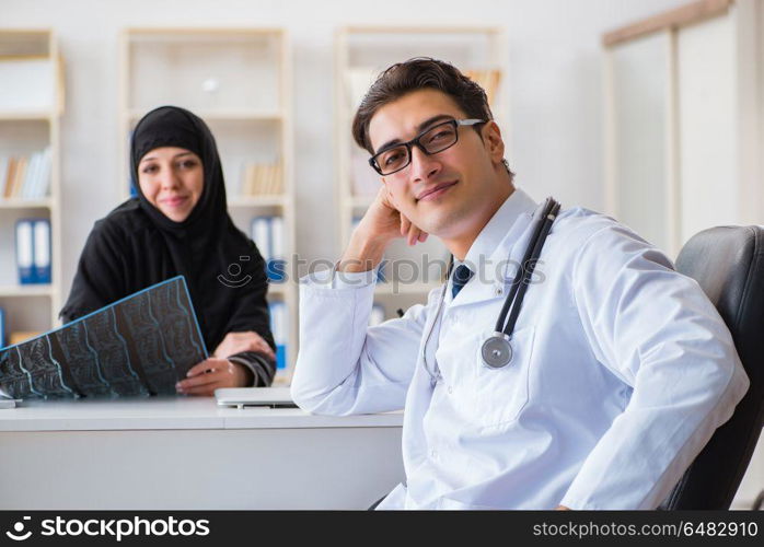 Muslim woman visiting doctor for regular check-up