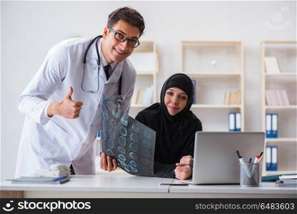 Muslim woman visiting doctor for regular check-up