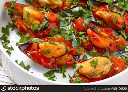 mussels with marinara sauce tapas pinchos from Spain food recipes