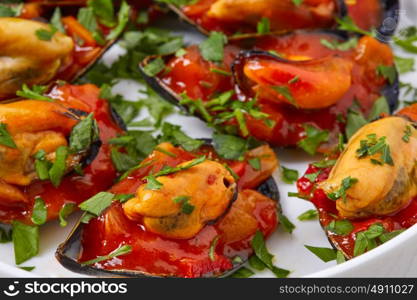 mussels with marinara sauce tapas pinchos from Spain food recipes