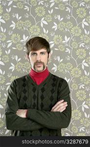 mustache retro salesperson man geek portrait wallpaper