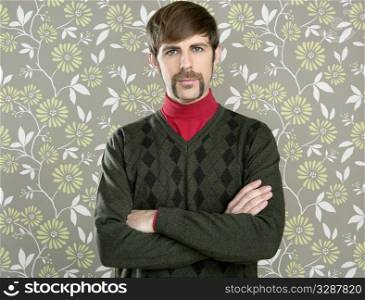 mustache retro salesperson man geek portrait wallpaper